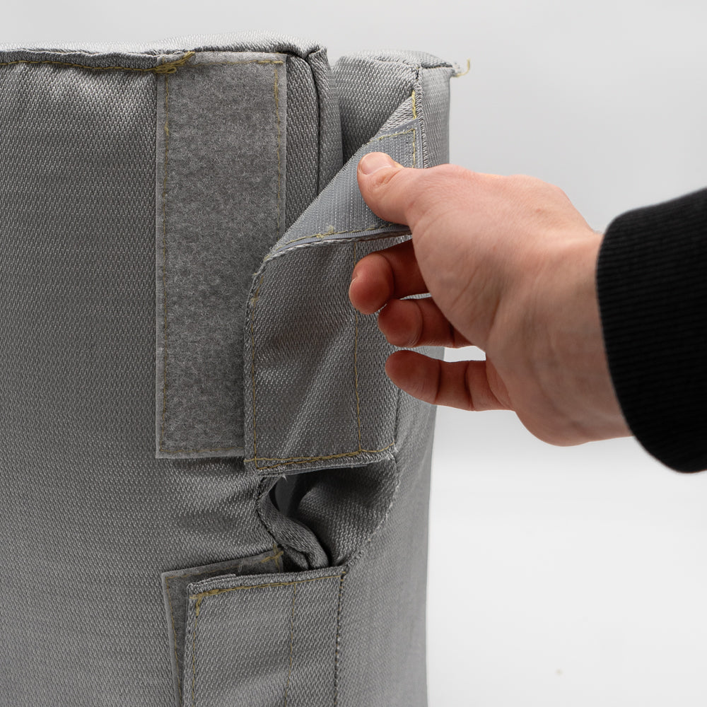 Gewebedämmkappe Flanscharmatur und Ventile Klettverschluss mit Hand