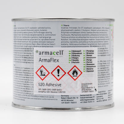Armacell Armaflex 520 Kleber Kautschuk 0,5l 500ml Dose Rückseite Gefahrenhinweise