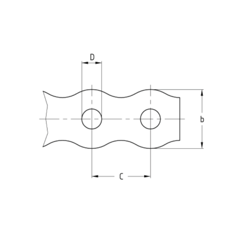 Technische Zeichnung des 17mm Lochbands mit gewellter Kante