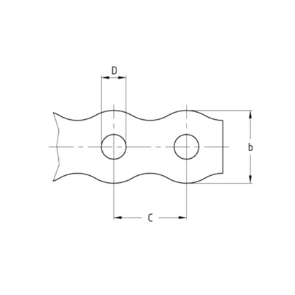 Technische Zeichnung des 17mm Lochbands mit gewellter Kante