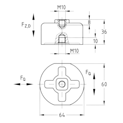 PHONOLYT® Knopf verzinkt - M10
